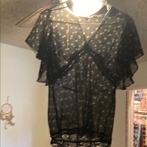 Black Sheer Polka Dot Blouse